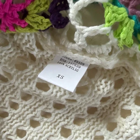 Debut XS Crochet Granny Square Sweater Boho Festival Crop Top - Picture 6 of 7